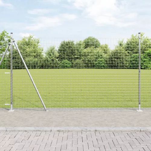  Kerítésoszlopok Alaplapokkal 7 db Ø32mm 88,5cm Galvanizált Acél