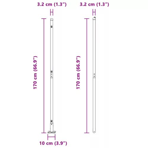  Kerítésoszlopok Alaplapokkal 7 db Ø32mm 88,5cm Galvanizált Acél