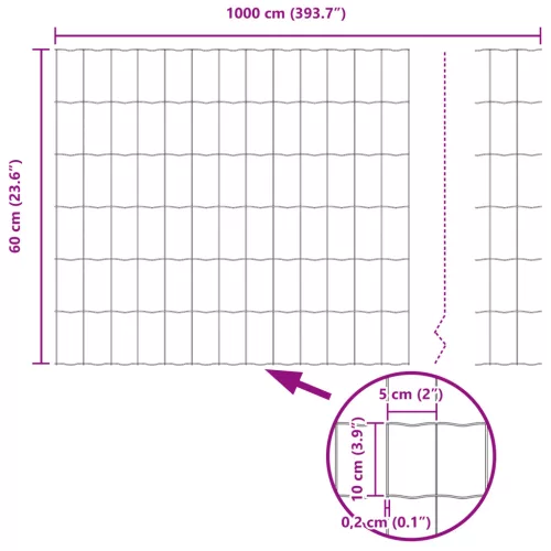  Euro kerítés Zöld 0,6x10 m Acél