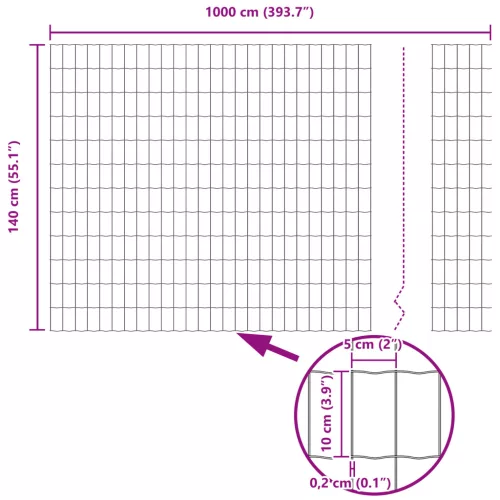  Euro Kerítés Zöld 1,4x10 m Acél