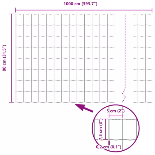 Euro Kerítés Szürke 0.8x10 m Acél