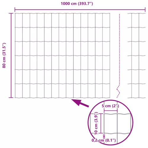  Euro Kerítés Szürke 0.8x10 m Acél