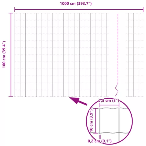  Euro Kerítés Szürke 1x10 m Acél
