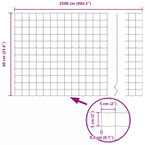  Szürke Euro Kerítés 0.6x25 m Acél