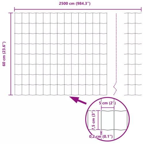  Euro kerítés Szürke 0.6x25 m Acél