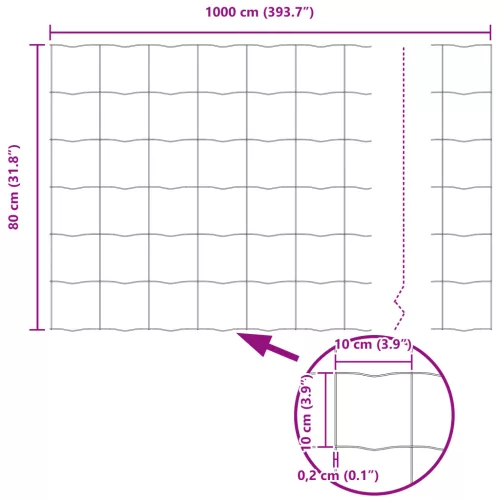  Euro Kerítés 0.8x10 m Horganyzott Acél