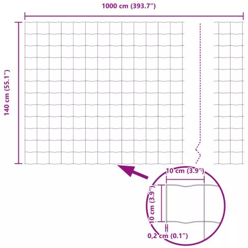  Európai Kerítés 1.4x10 m Horganyzott Acél