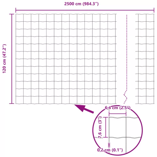  Euro Kerítés 1.2x25 m Horganyzott Acél