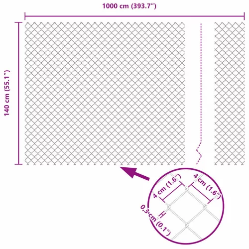  Kerítés Zöld 10 x 1.4 m Fém PVC bevonattal