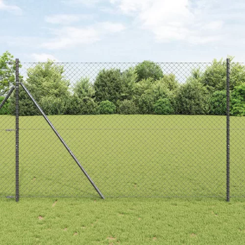  Lánc link kerítés Szürke 1,6x25 m Acél