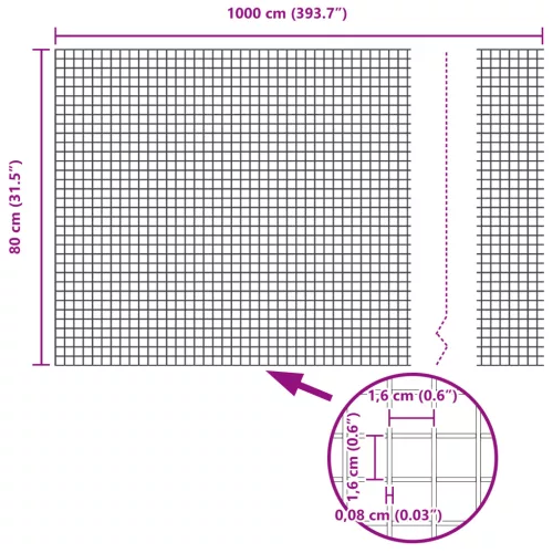  Hegesztett Drótháló Kerítés Zöld 0.8x10 m Acél