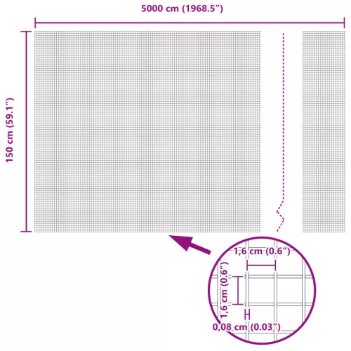  Hegesztett Drót Kerítés Zöld 1.5x50 m Acél
