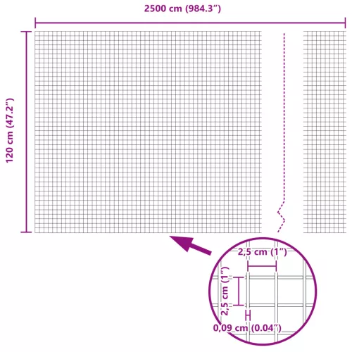  Hegesztett Drótháló Kerítés Szürke 1.2x25 m Acél