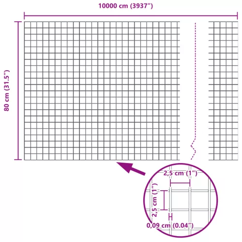  Szürke hegesztett drótkerítés 0.8x100 m Acél