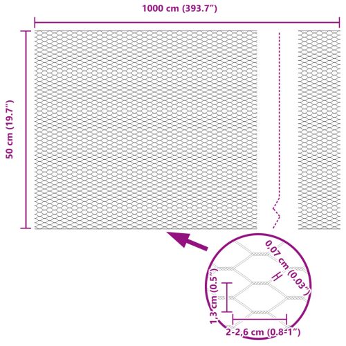  Hexagon Kerítés Zöld 0.5x10 m Acél