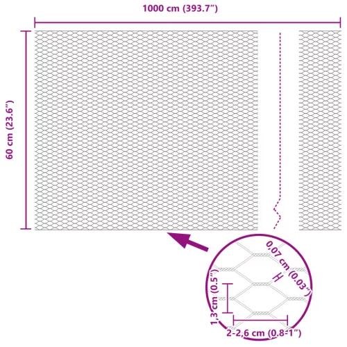  Hatszögű Kert Kerítés Zöld 0.6x10 m Acél