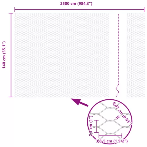  Hatszögletű Kerítés Zöld 1.4x25 m Acél
