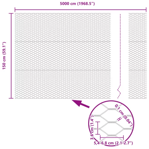  Hatszögletű kerítés Zöld 1.5x50 m Acél