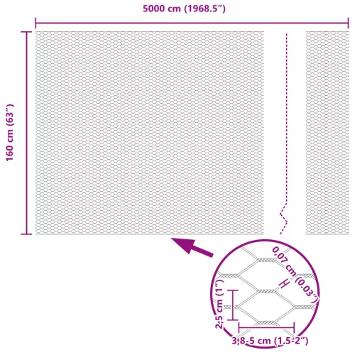 Hatszögletű Kerítés Zöld 1.6x50 m Acél