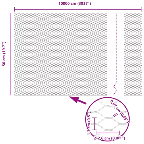  Hexagon Kerítés Zöld 0.5x100 m Acél
