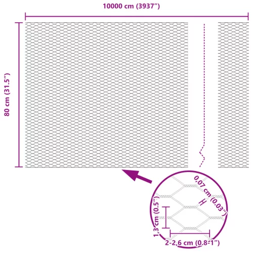  Hatszögletű Kerítés Zöld 0.8x100 m Acél