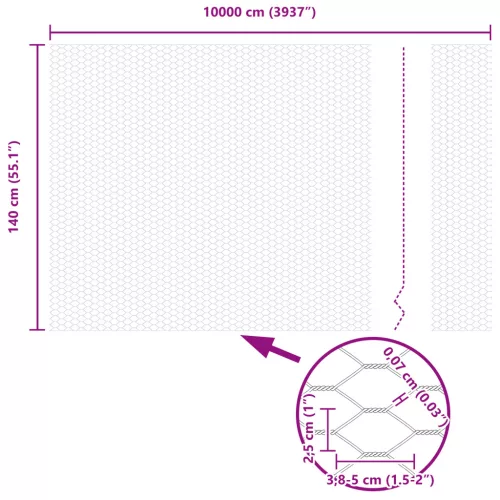  Hatszögletű Kerítés Zöld 1.4x100 m Acél
