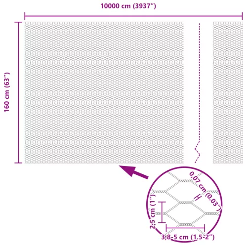  Hatszögű Kerítés Zöld 1.6x100 m Acél