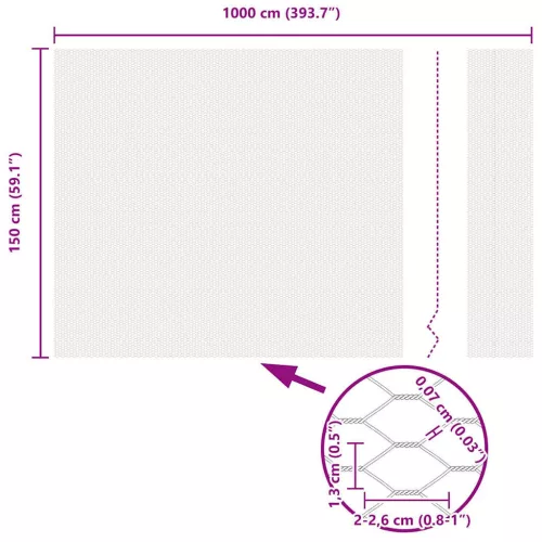  Hexagon kerítés Szürke 1,5 x 10 m PVC