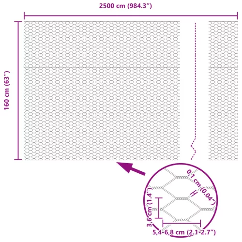  Hatszögletű Kerítés Szürke 1.6x25 m Acél