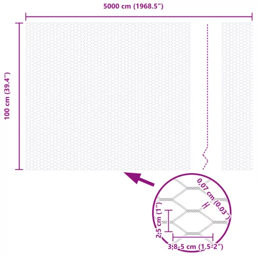  Hatszögletű kerítés Szürke 1x50 m Acél