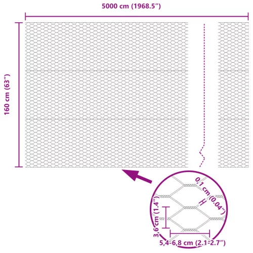  Hatszögletű Kerítés Szürke 1.6x50 m Acél