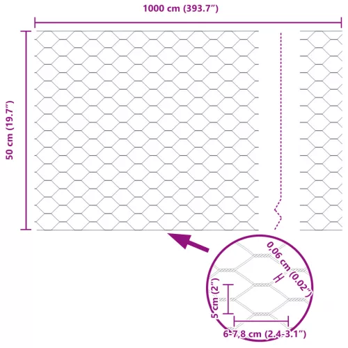  Hatszögű Kerítés 0.5x10 m Horganyzott Acél