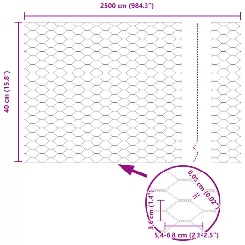  Hatszögletű Kerítés 0.4x25 m Horganyzott Acél