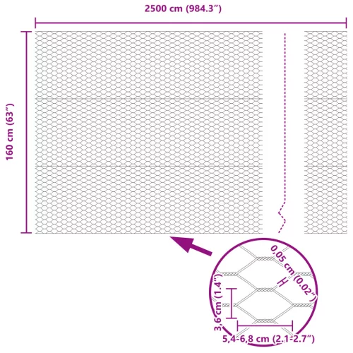  Hatszögletű Kerítés 1.6x25 m Horganyzott Acél