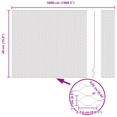  Hatszögű Kerítés 0.4x50 m Galvanizált Acél