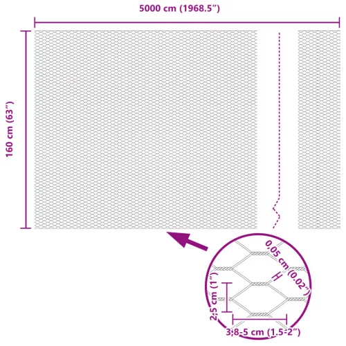  Hexagon kerítés 1.6x50 m Horganyzott acél