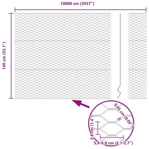  Hatszögletű kerítés 1.4x100 m Horganyzott acél