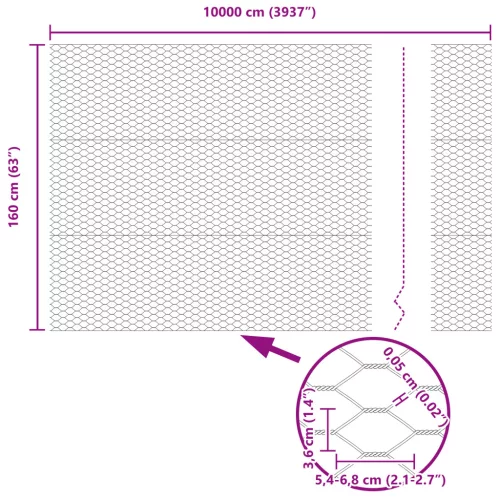  Hatszögletű Kerítés 1.6x100 m Horganyzott Acél