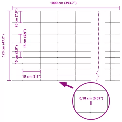  Mezőkerítés 1.2x10 m Horganyzott acél
