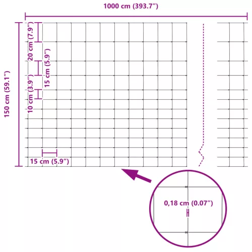  mezőkerítés 1.5x10 m horganyzott acél