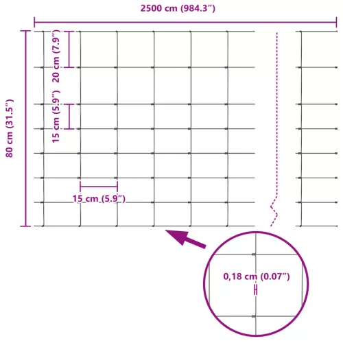  Mezőkerítés 0.8x25 m Horganyzott Acél