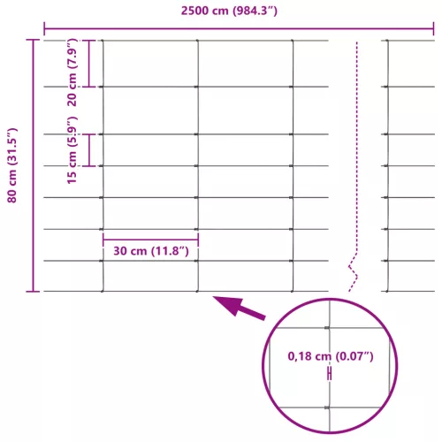  Mezőkerítés 0.8x25 m Horganyzott Acél