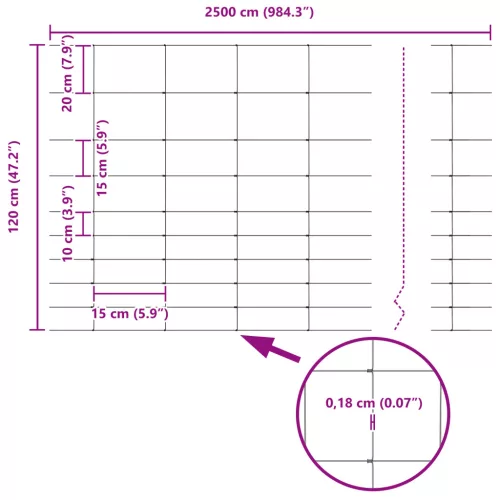  Mezőkerítés 1.2x25 m Horganyzott acél