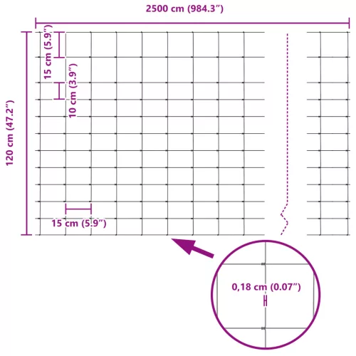  Mezőkerítés 1,2x25 m Galvanizált acél