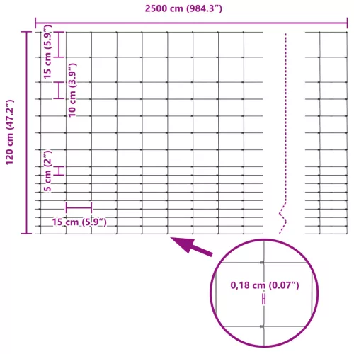  Mező kerítés 1,2x25 m Horganyzott acél
