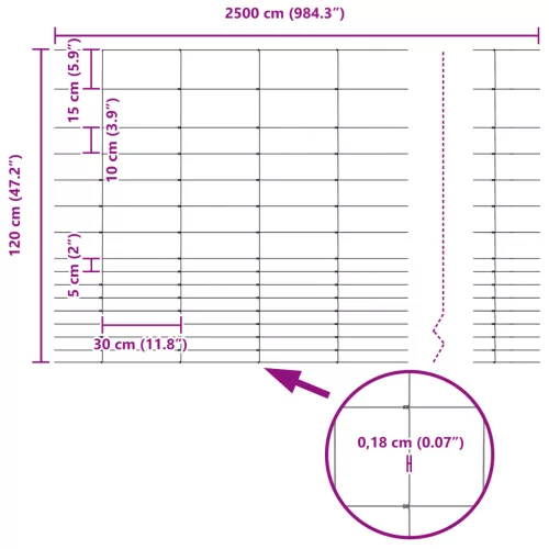  Mező Kerítés 1.2x25 m Galvanizált Acél