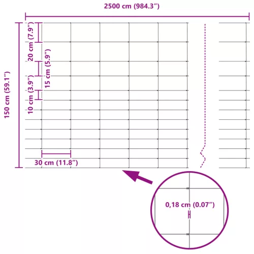  Mezőkerítés 1,5x25 m Horganyzott acél