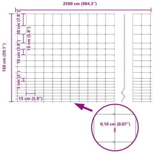  Mező kerítés 1.5x25 m Horganyzott acél