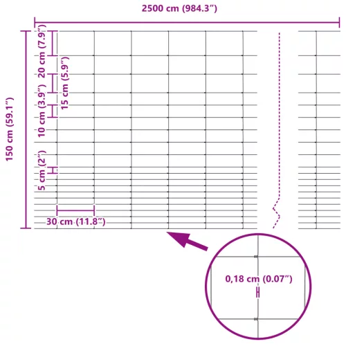  Mezőkerítés 1.6x25 m Horganyzott acél