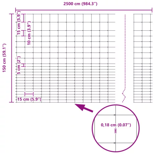  Mezőkerítés 1.6x25 m Galvanizált acél